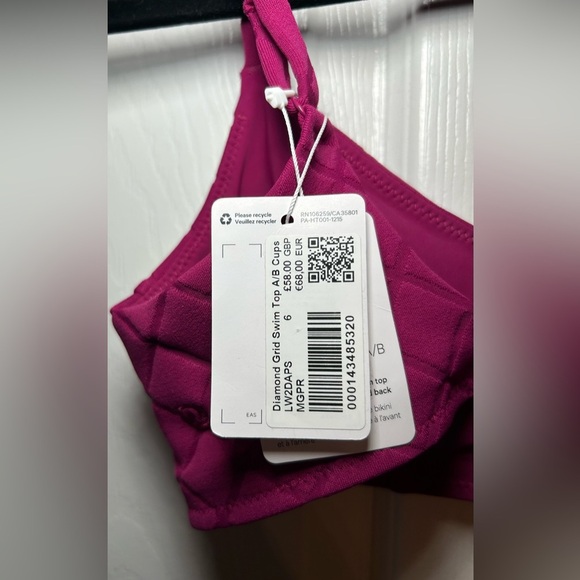 NWT Lululemon Diamond Grid Swim Top *A/B Cup- Magenta Purple/ Size 6 - Picture 6 of 7